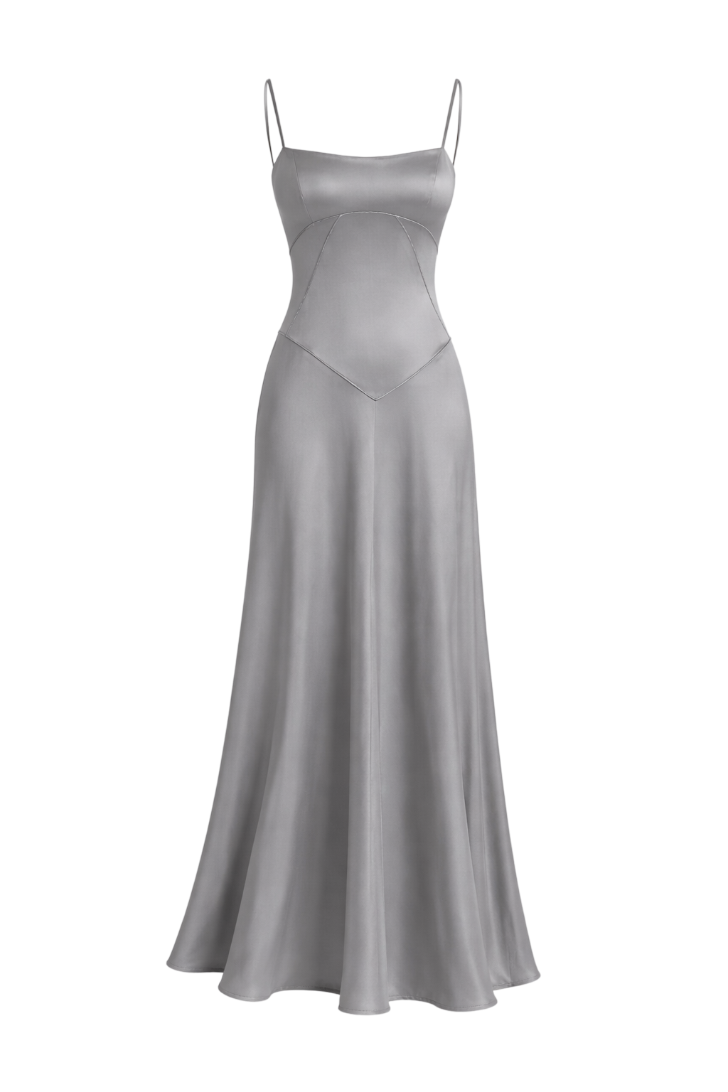 Sukienka maxi elegancka satynowa na ramiączkach rozkloszowana