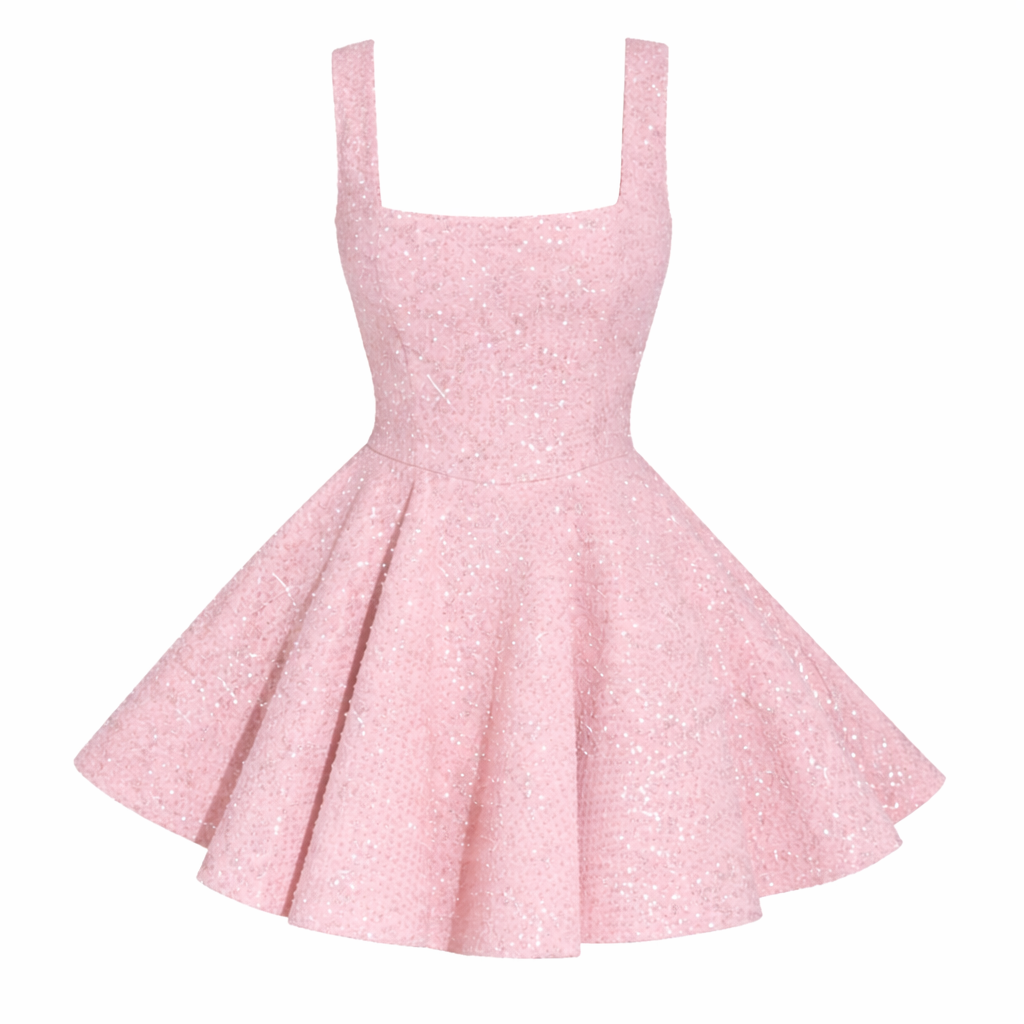 Sukienka mini cekinowa rozkloszowana elegancka