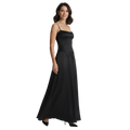 Sukienka maxi elegancka satynowa na ramiączkach rozkloszowana